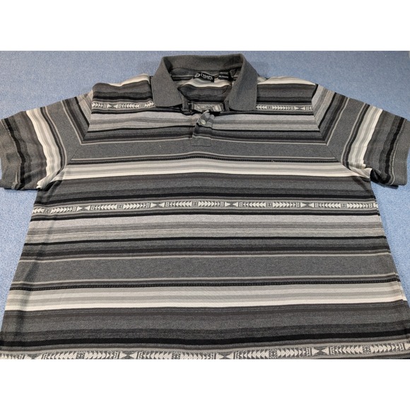 Chaps Other - Chaps Mens XL Polo Shirt Grey Black Striped Southwestern Geometric Cotton S/S